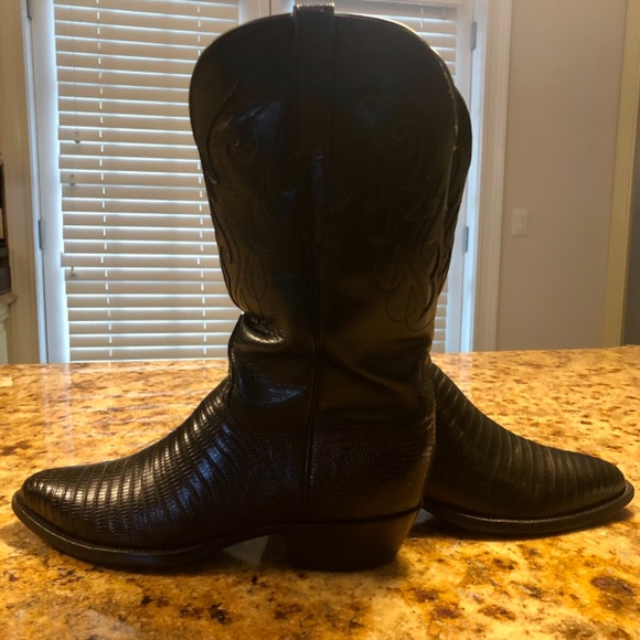 LUCCHESE MEN’S POINTED TOE BLK TEJU LIZARD - Picture 2 of 10